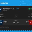 Owner ticket: TEN Titans -5.5 Spread, won
