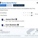 Bonus ticket: Jaxson Dart Any Time Touchdown Scorer + Cam Skattebo Any Time Touchdown Scorer (Same Game Parlay), lost
