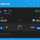 Owner ticket: TB Moneyline -106, won