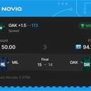 VIP ticket: OAK +1.5, won