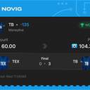 Owner ticket: TB Moneyline -135, won