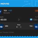 VIP ticket: TEX Moneyline +117, lost