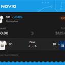 Owner ticket: SD Moneyline, lost
