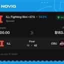 Owner ticket: ILL Fighting Illini +27.5 Spread, won