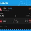 Owner ticket: HOU Moneyline, lost