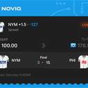 VIP ticket: NYM +1.5, lost