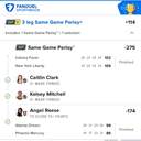 Bonus ticket: 3-leg SGP+: Caitlin Clark 2+ Made Threes, Kelsey Mitchell 2+ Made Threes, Angel Reese 15+ Points, won
