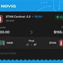 VIP ticket: STAN Cardinal -2.5 Spread, won
