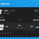 VIP ticket: CWS Moneyline +130, won