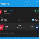 VIP ticket: CLE Moneyline +135, won