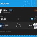 VIP ticket: NYY Moneyline -130, lost