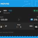 Owner ticket: MIA -133 Moneyline, won
