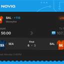 VIP ticket: BAL Moneyline +116, lost