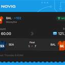 VIP ticket: BAL Moneyline +102, won
