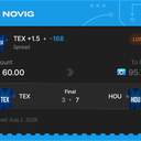 VIP ticket: TEX +1.5 (Spread), lost