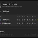 Bonus ticket: Kumar Rocker Under 1.5 Walks Allowed, lost