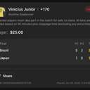 Bonus ticket: Vinicius Junior Anytime Goalscorer, lost
