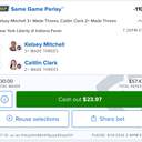 Bonus ticket: Same Game Parlay: Kelsey Mitchell 3+ Made Threes, Caitlin Clark 2+ Made Threes, won