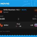 VIP ticket: SHSU Bearkats +14.5, lost