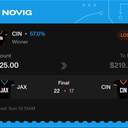 VIP ticket: CIN Moneyline, lost