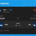Owner ticket: MIL Moneyline -167, lost